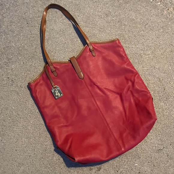 Ralph Lauren Bags Vintage Soft Real Leather Ralph Lauren Red Large